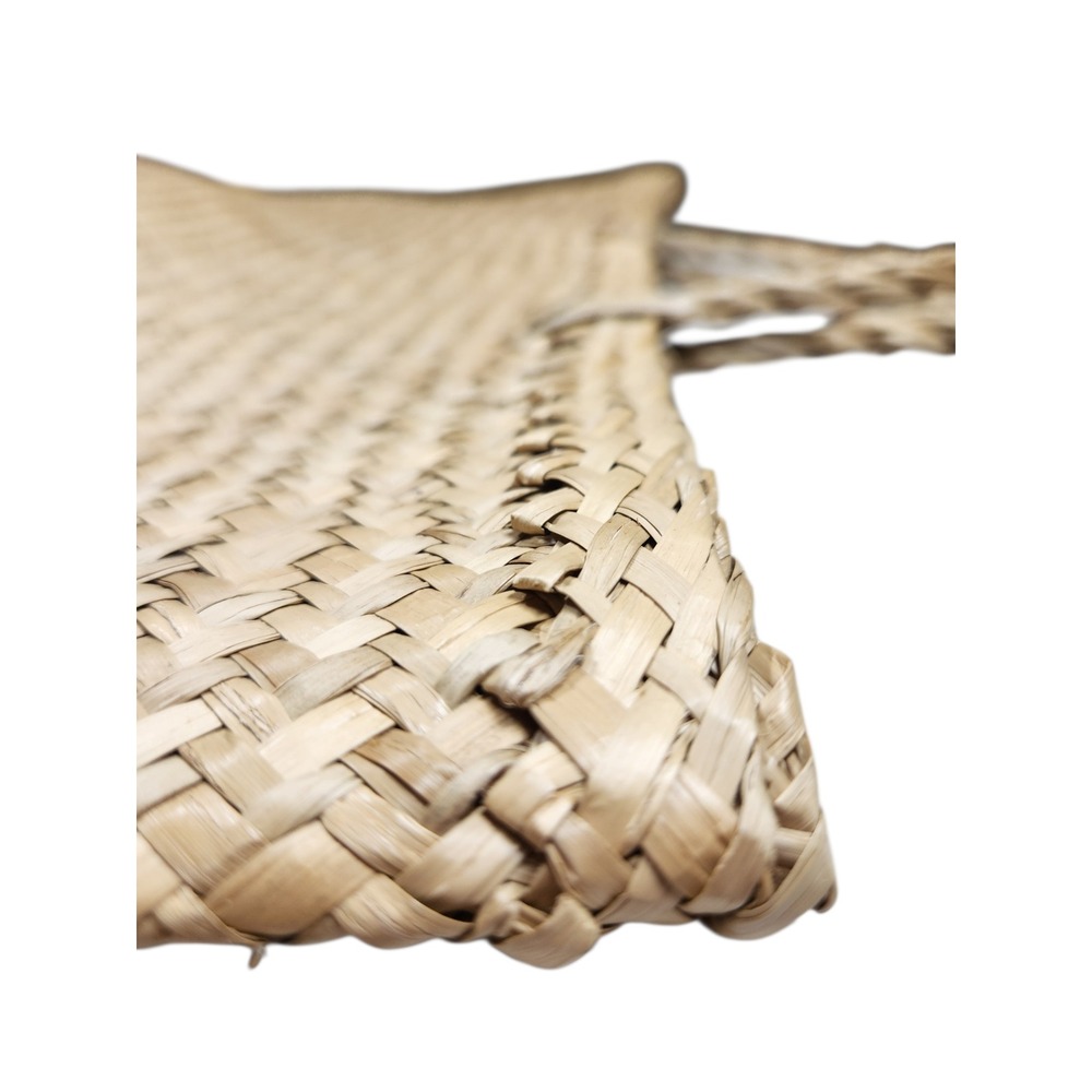 Vintage Straw Woven Tote Bag Boho Cottagecore Coastal Beach Resort Tan Artisan - Picture 7 of 13
